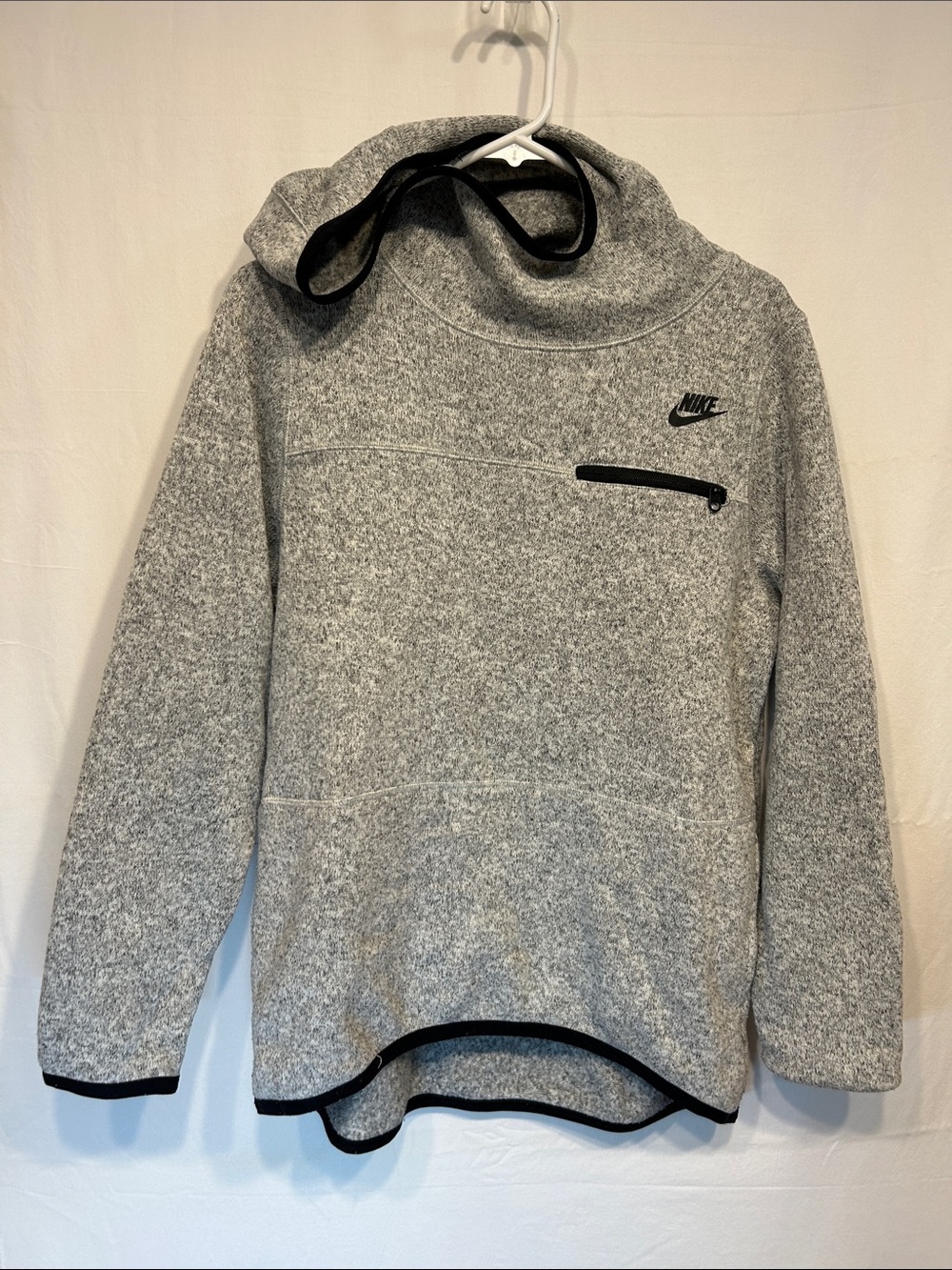 Nike Gray Hooded Fleece Pullover with Black Trim